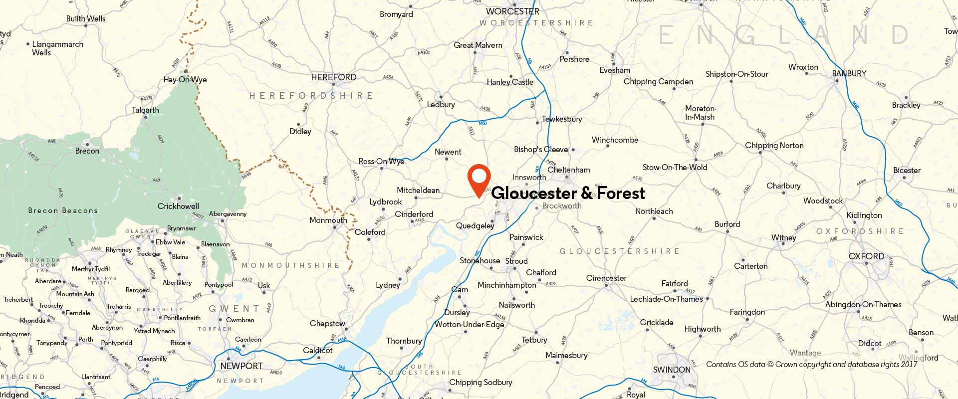 Gloucester and Forest CoM location